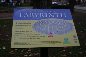 Through Jackie Roberts this labyrinth was created by the Friends of Denny Park, in partnership with Seattle Parks and Recreation, HBB Landscape Architecture, Dan Niven, Mutual Materials, Appian Construction, Inc., and Seattle Unity Church.