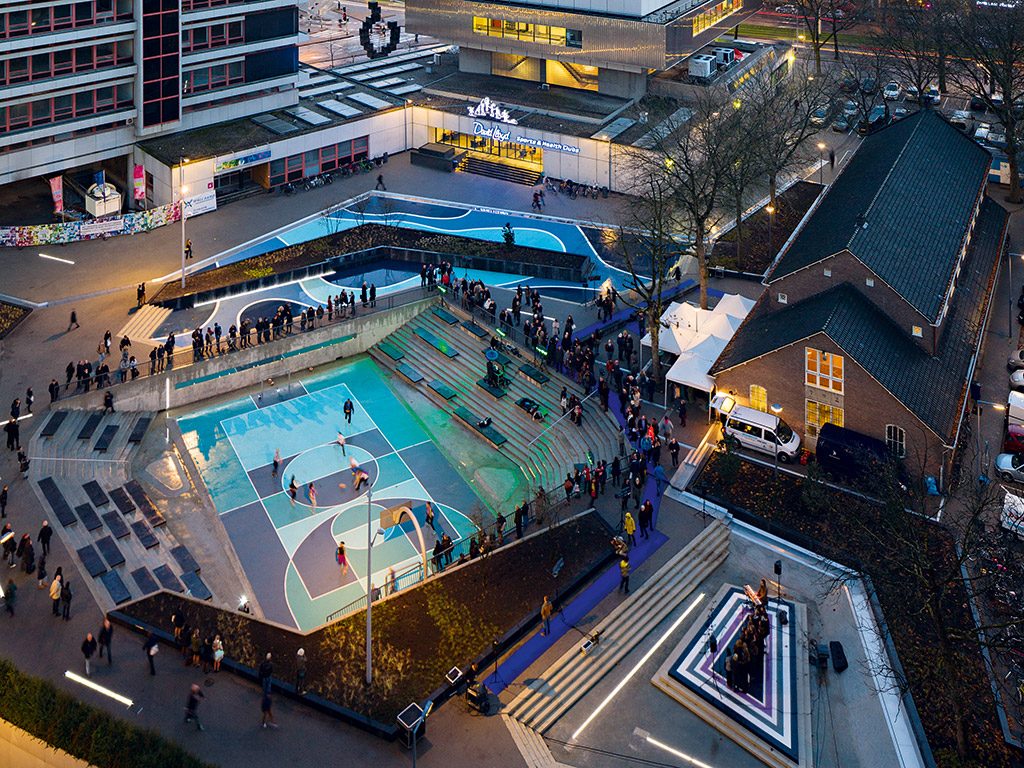 Rotterdam's urban water plaza provides public space during dry periods.