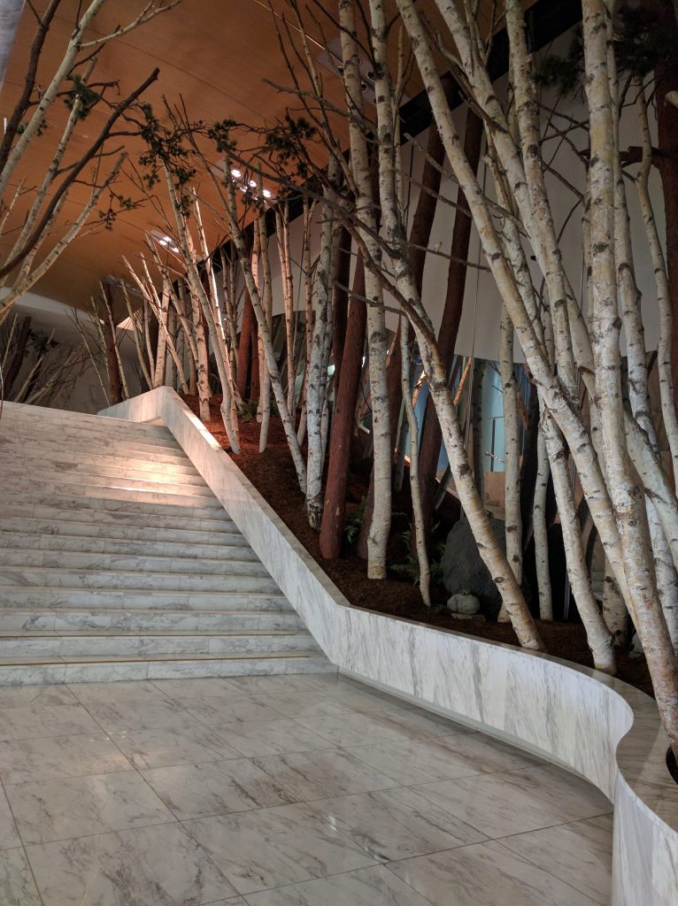 The Ikenobo Headquarters building in downtown Kyoto brings nature indoors. 
